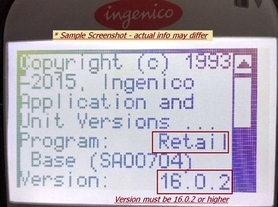 Ingenico Version Screen